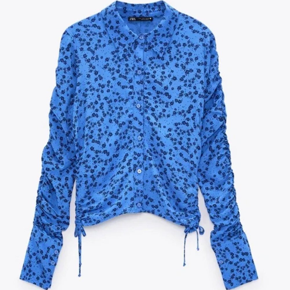Zara Floral Print Button Up Blouse